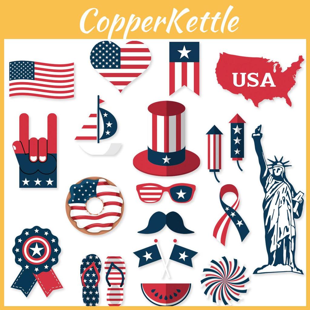 American Independence Day Photo Props Set With 20 Paper Party Decorations For Celebrations