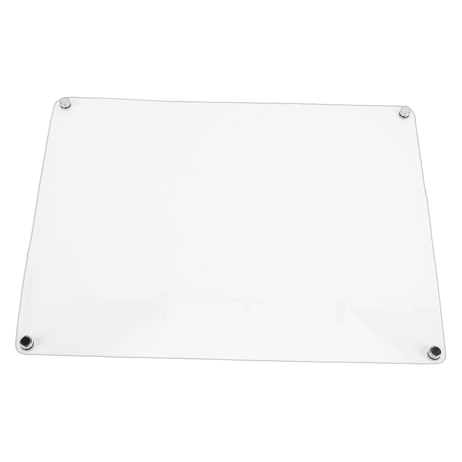 Koogeelife White Acrylic Magnet Fridge Board Small Clear Dry Erase Refrigerator Planning Memo Board Kitchen Meal Planner 40X30cm