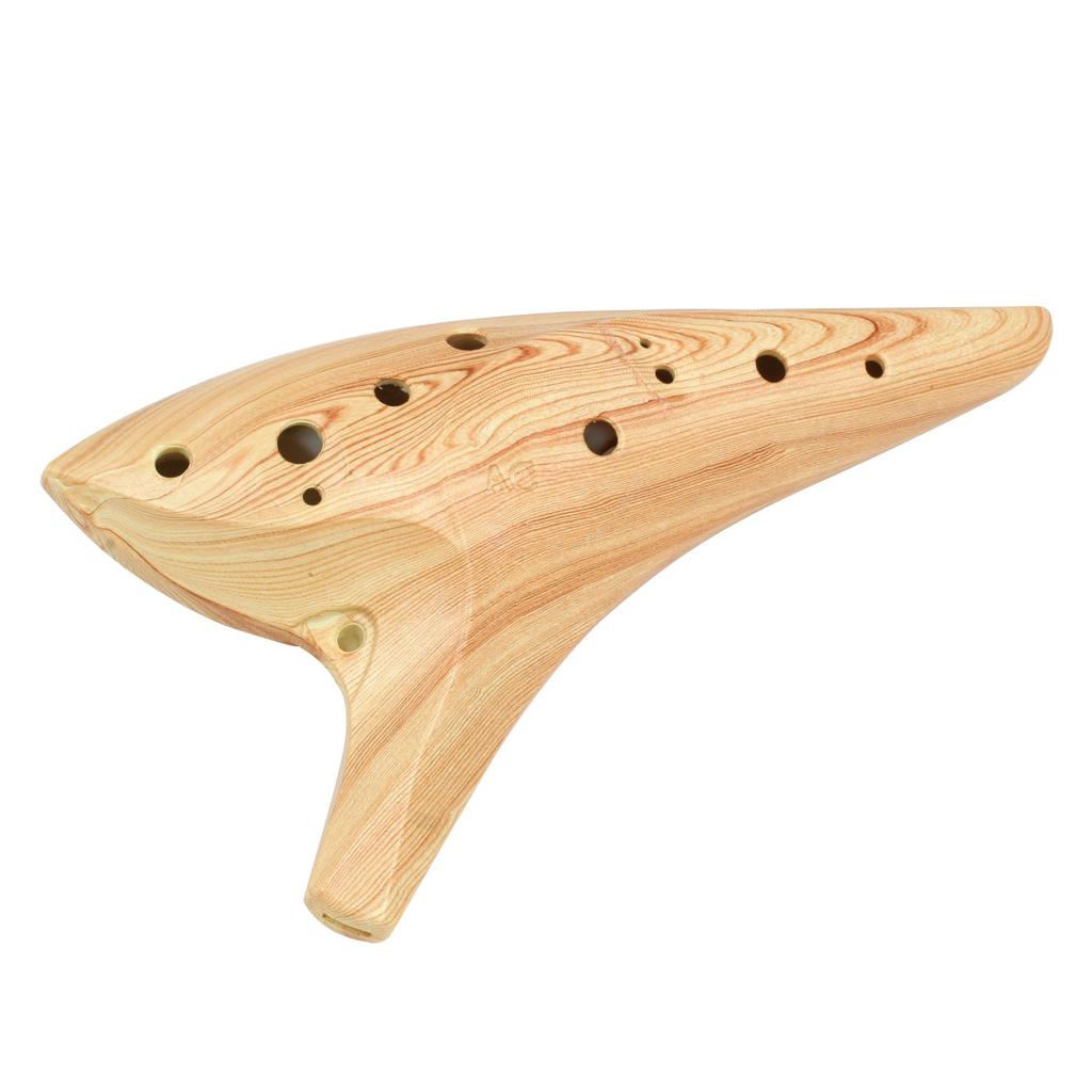 Kiktani 12-děrové dřevo Ocarina plastový řemínek Alto C s pouzdrem HX-OCARINE NAT