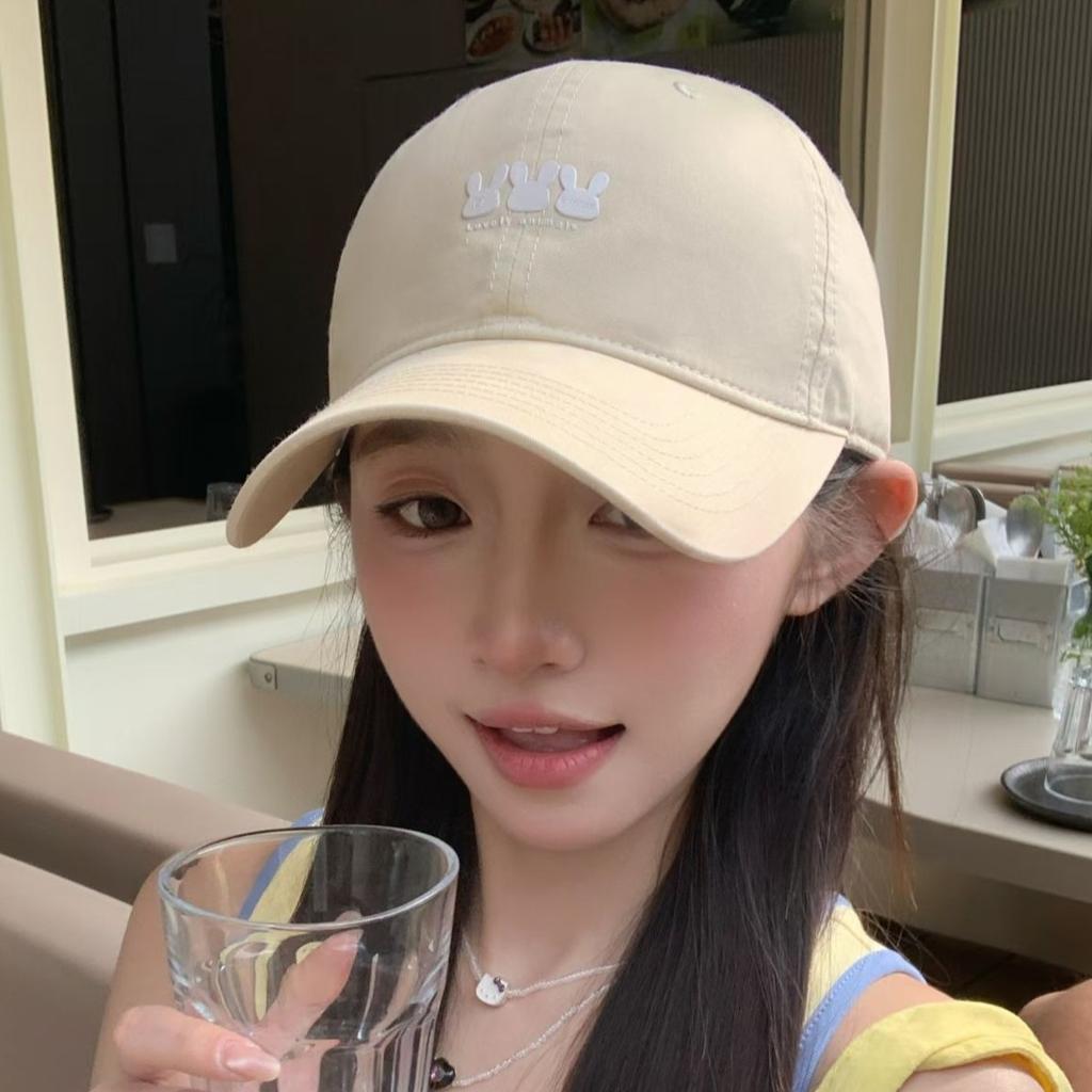 New letter rabbit embroidery baseball cap cap female simple soft top spring and summer sunshade shows small face