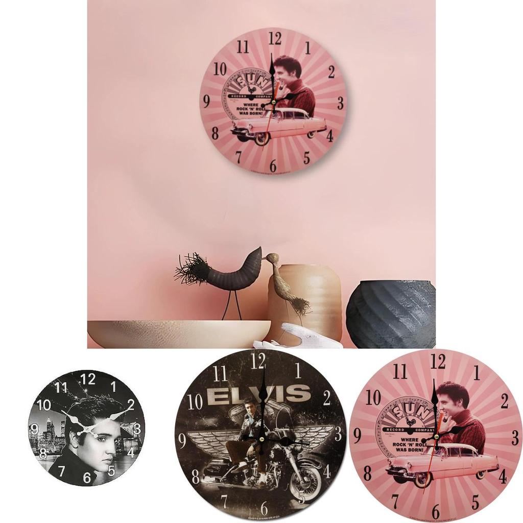 Minimally Retro Elvis Presley Patterned Wall Clock For Living Room Decor