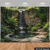 2D Planar Natural Landscape Courtyard Waterfall Banner Background - Garden Courtyard Waterfall Theme