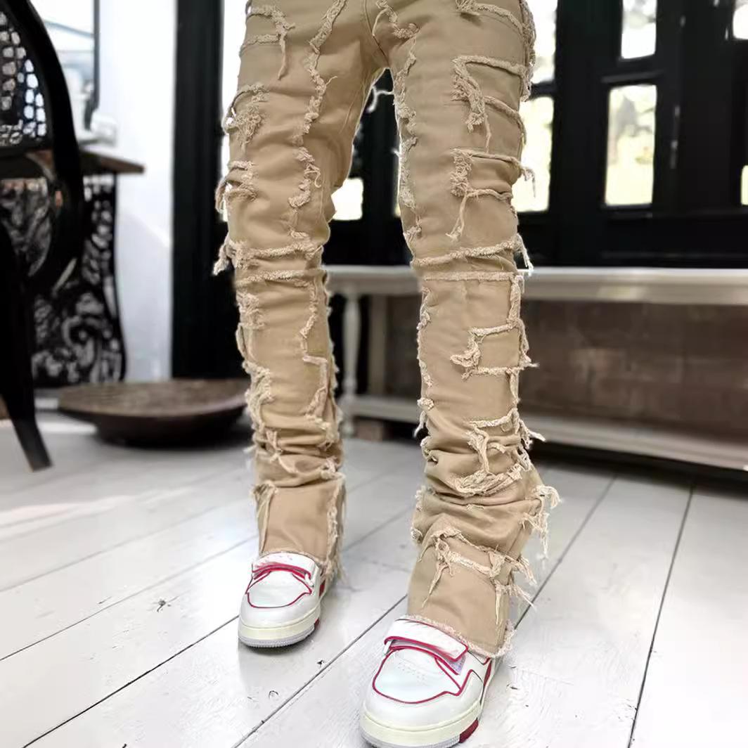 Fashion human Nieuwe denim jeans voor heren met rechte pijpen, straatmode, ins, kleurrijke denim jeans met stretchpatch en rechte pijpen L