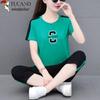 Woodpecker Women's Cotton Short Sleeve Capris Sportswear Set