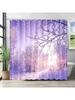 Winter Snowing Landscape Shower Curtain Christmas Winter Wonderland Snowflake Home Bathroom Decorations Snowy Forest Bathtub