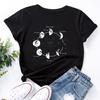 Space Secret Print Loose Round Neck Short Sleeved Pure Cotton Women's T-shirts