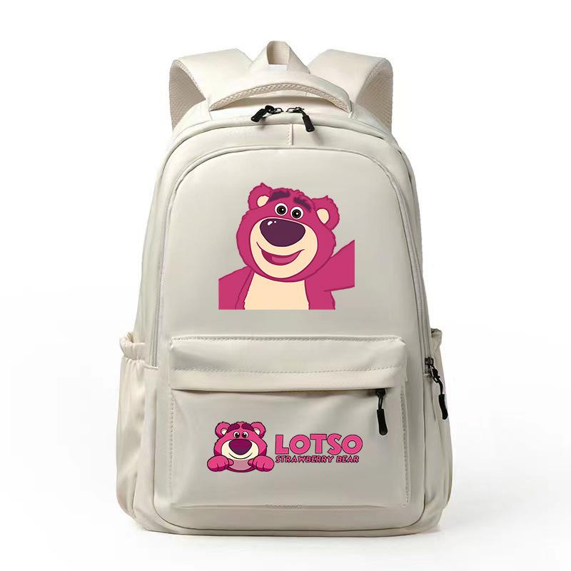 Cute Strawberry Bear Trend Backpack Men'S And Women'S Leisure Campus Student School Bag