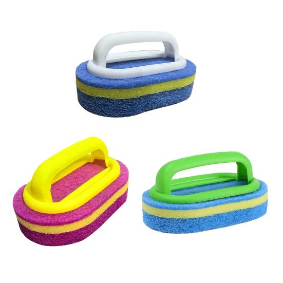 Cleaning Brush Sponge Plastic Hand-Made Design Kitchen Cleaning Scrubber Easy To Use Household Cleaning Tool