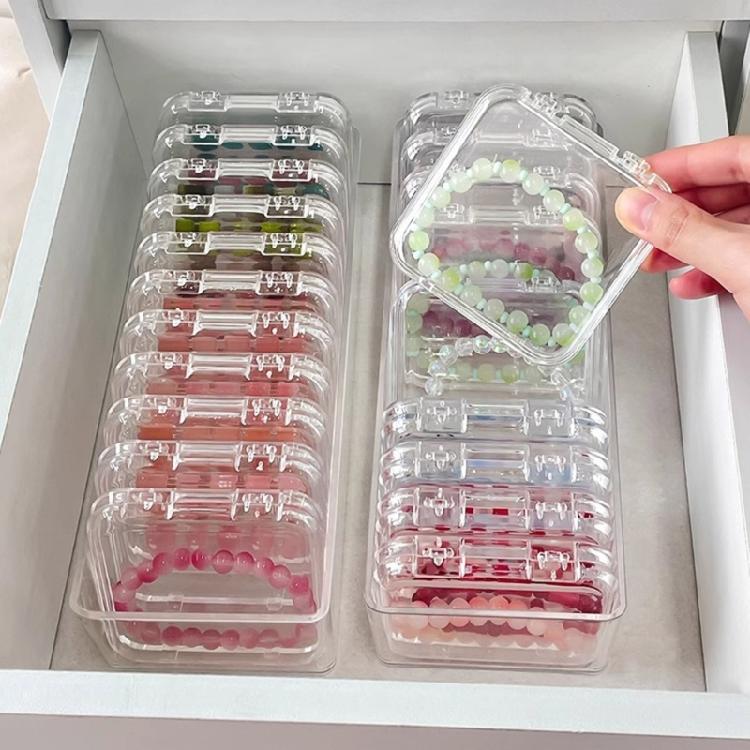 Portable Bracelet Storage Container Clear Acrylic Bracelet Container Dustproof Display Box for Jewelry Enthusiasts