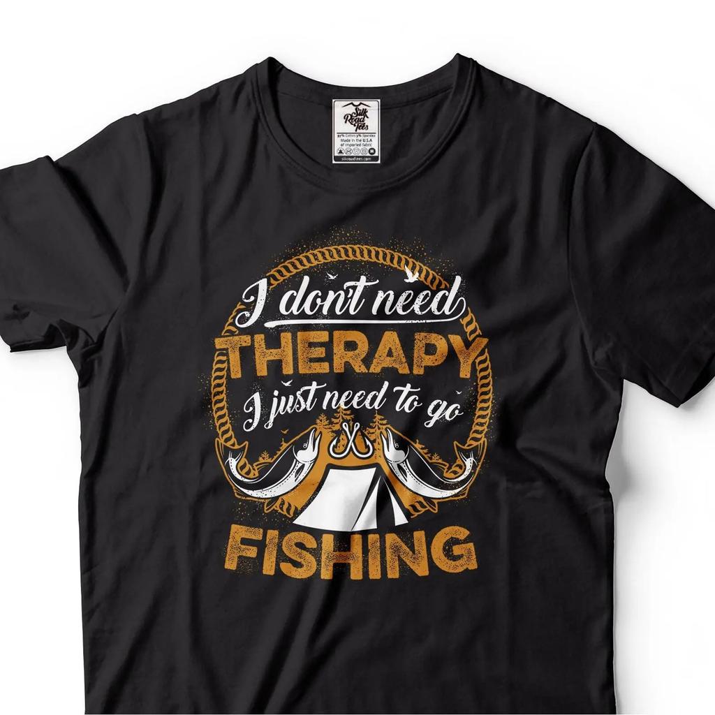 Funny Fishing Therapy T Shirt Fisherunisex Vintage Unisex Graphic Slightly Streetwear Homme Stylish Casual
