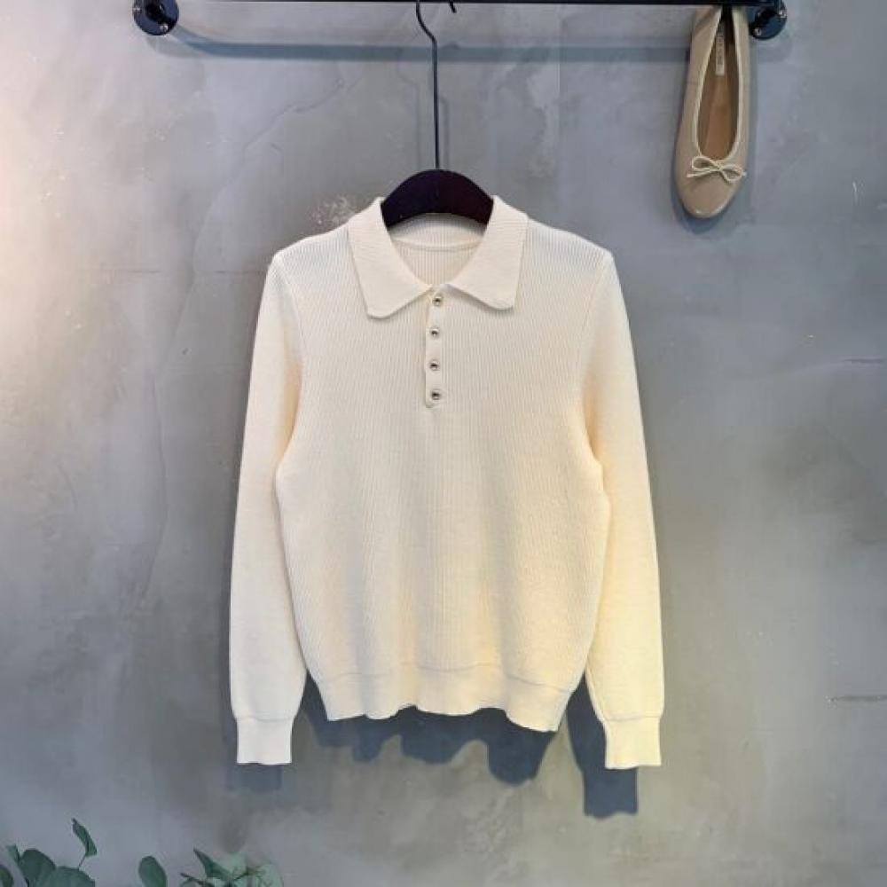 C S In The Room Women Koya Collar Half Open Rib Long Sleeve Knit 4Color