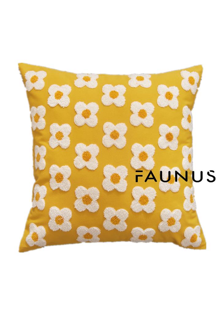 45X45cm Daisy Embroidery Throw Pillow Covers Square Rural Plant Sofa Pillow Cases Stamping Waist Cushion Cover Home Bed Decor