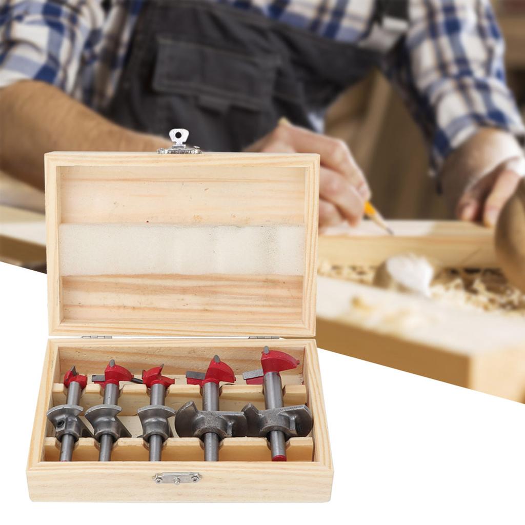 5pcs Forstner Drill Bit Set Woodworking Hole Saw Wood Cutter 1520253035mm