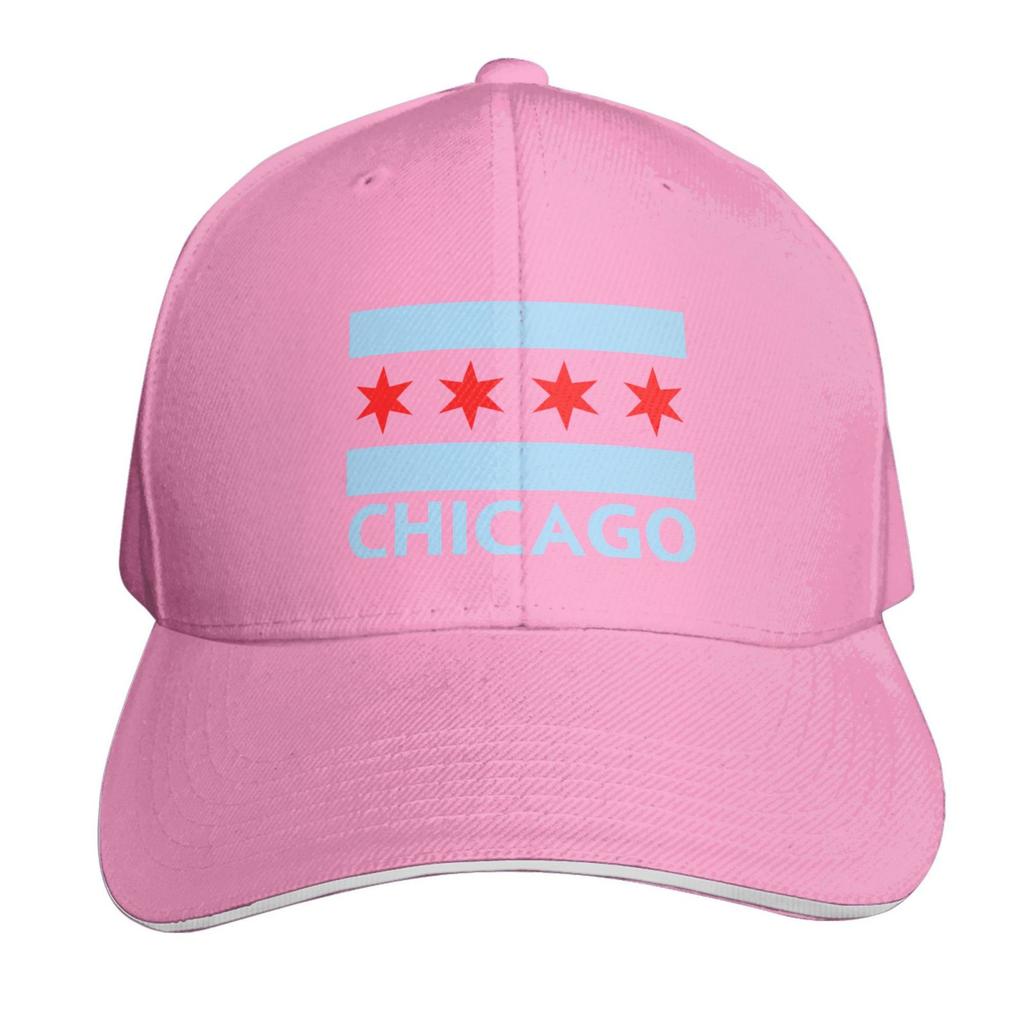 Chicago City Flag Sandwich Hat Baseball Cap Casquette Fit Men And Women Dad Caps White Unisex Adjustable