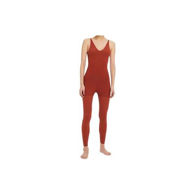 Solid Color Simple Breathable Slim Fit Sleeveless Jumpsuit Women Jumpsuit Dark-Orange DA2425-832