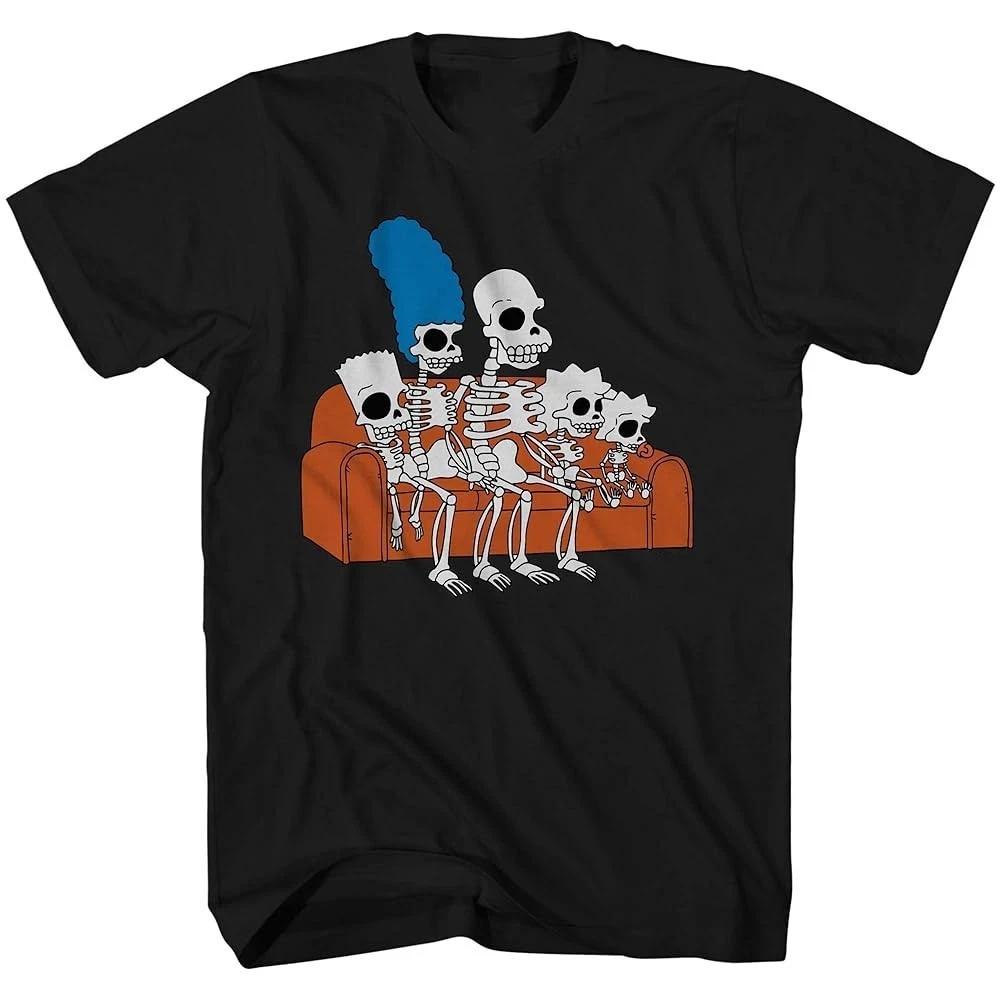 New The Simpsons Family Skeletons Heavy Cotton Black All Size T Shirt TR624 XXL