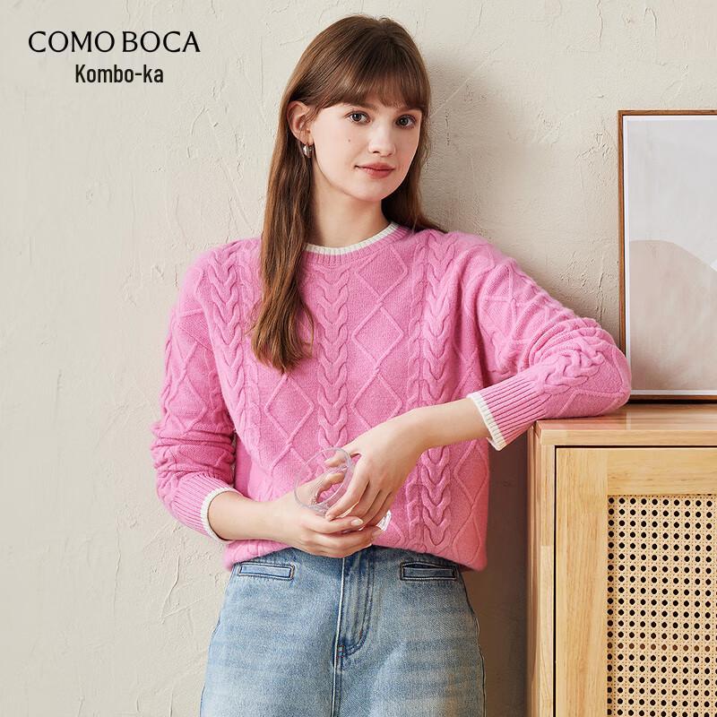 Komom Boka Women's Cable Knit Pure Wool Round Neck Sweater