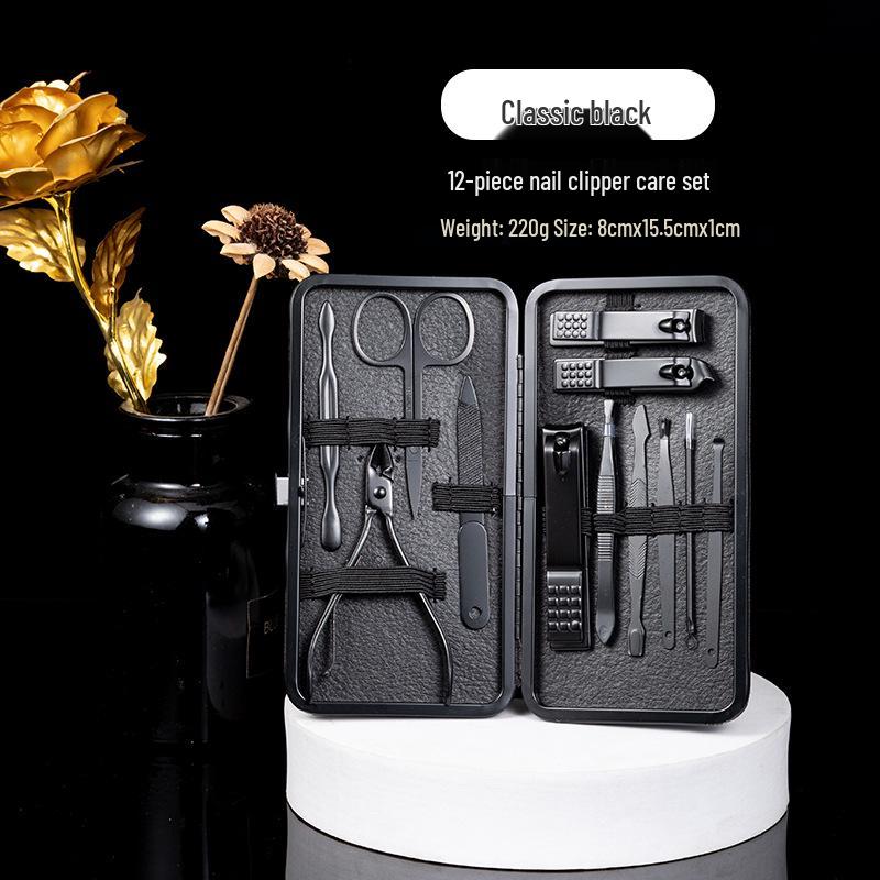 Nail Care Set: Clipper, Scissors, Knife, Ear Pick, File, and Pliers