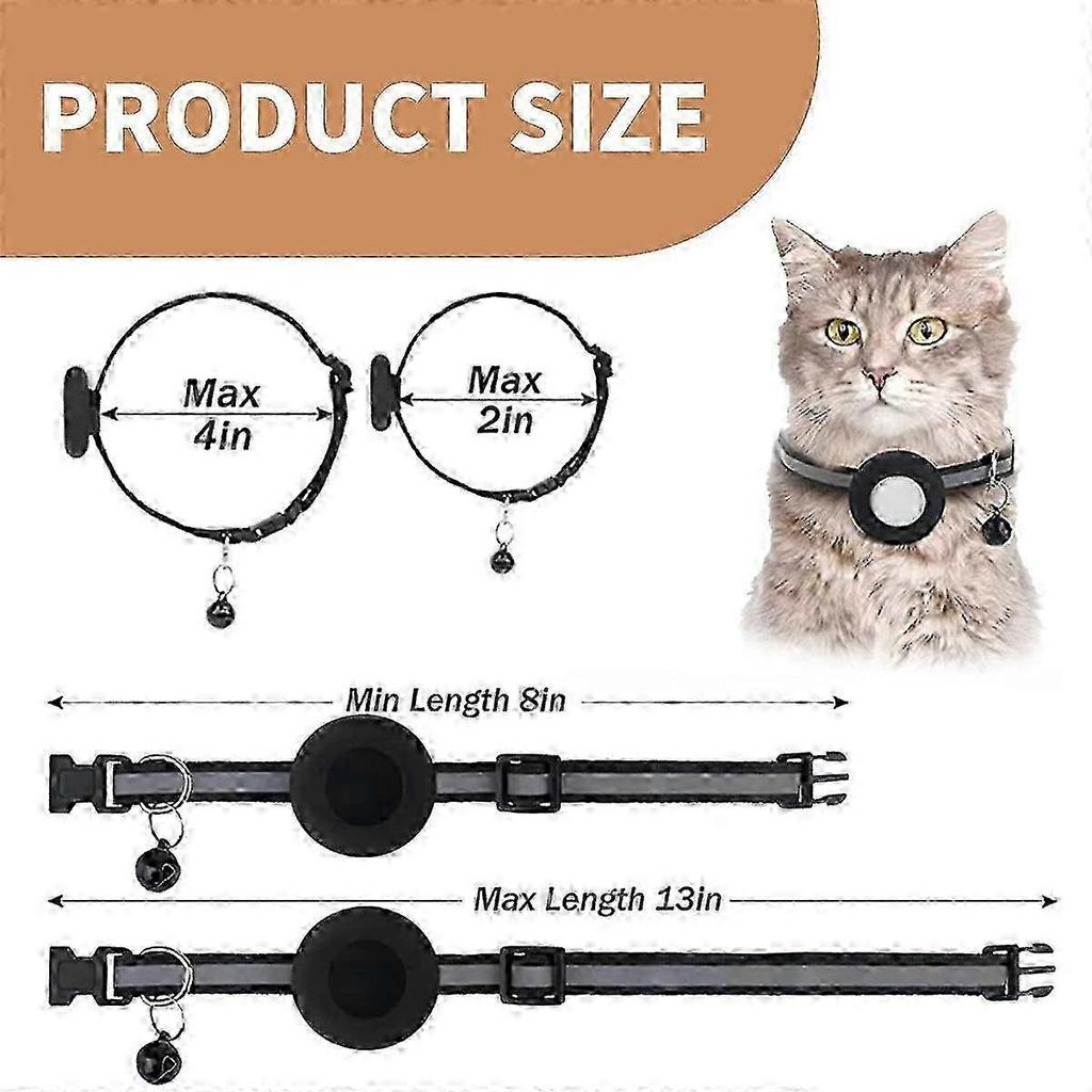 Airtag Cat Collar Airtag Pet Collar With Bell Airtag Reflective Collar