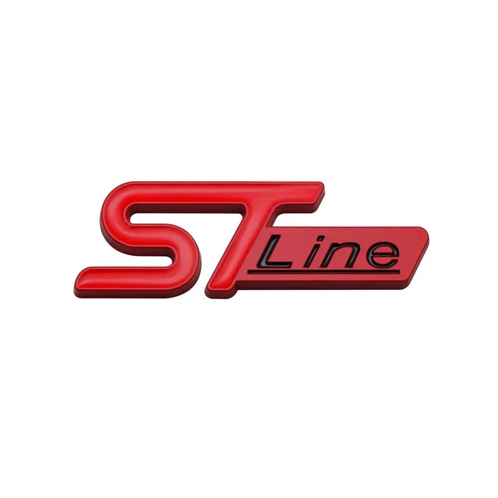 ISPN4 3D Metal ST Line Logo Car Front Grille Emblem Rear Trunk Sticker Badge Decals for Ford ST Fiesta Focus Mondeo Kuga Ranger