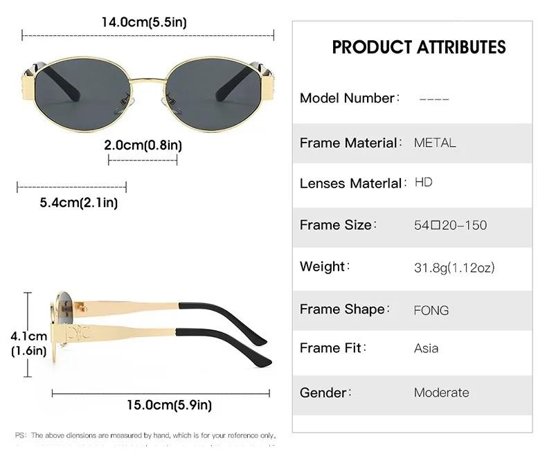 Fashion Luxury Metal Sunglasses for Men and Women Unisex Designer Sun Glasses Round Oval Unisex Stylish Eyewear Shades UV400