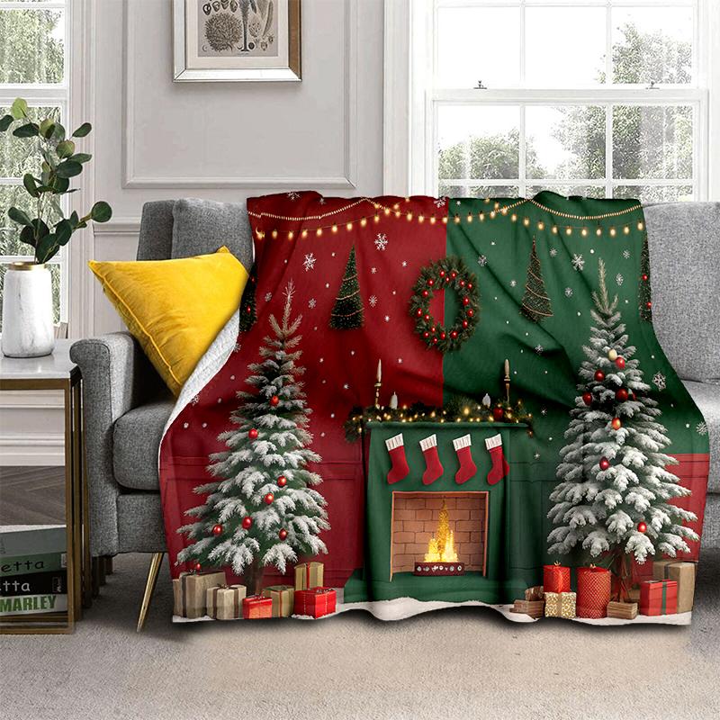 Cartoon Merry Christmas Santa Claus Christmas Tree Festival Gift Blanket,Soft Throw Blanket for Home Bedroom Bed Sofa Cover Kid