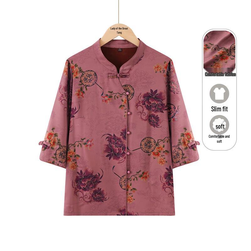 

Elderly Women s Breathable Stand Collar Shirt 4XL