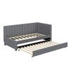 Guest Bed Upholstered 90x200cm, Pull-Out Sofa Bed, Multifunctional with Slatted Pillow Frame, Youth Beds Children Beds, Velvet Fabric Gray Double