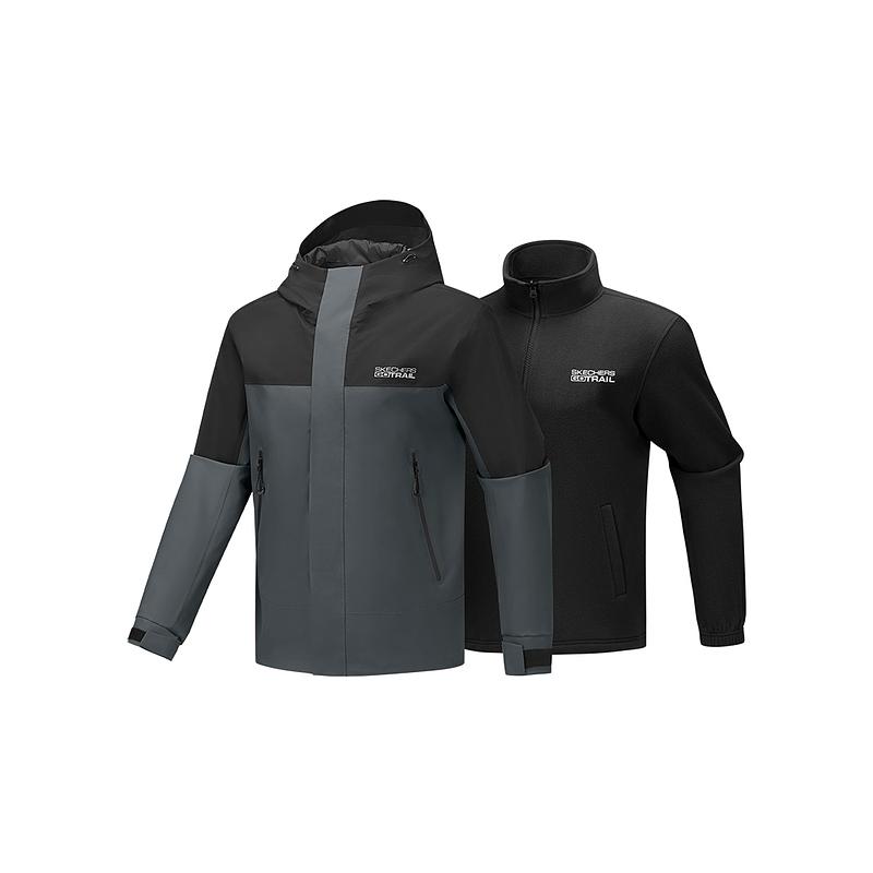 Skechers Three-In-One Color Block Hooded Long Sleeve Fleece Liner Waterproof Breathable Jacket Men jackets P425M172-013P L