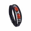 Mens Multi-Layer Leather Bracelet With Tigers Eye Stone Magnetic Clasp Geometric Style Unisex Jewelry