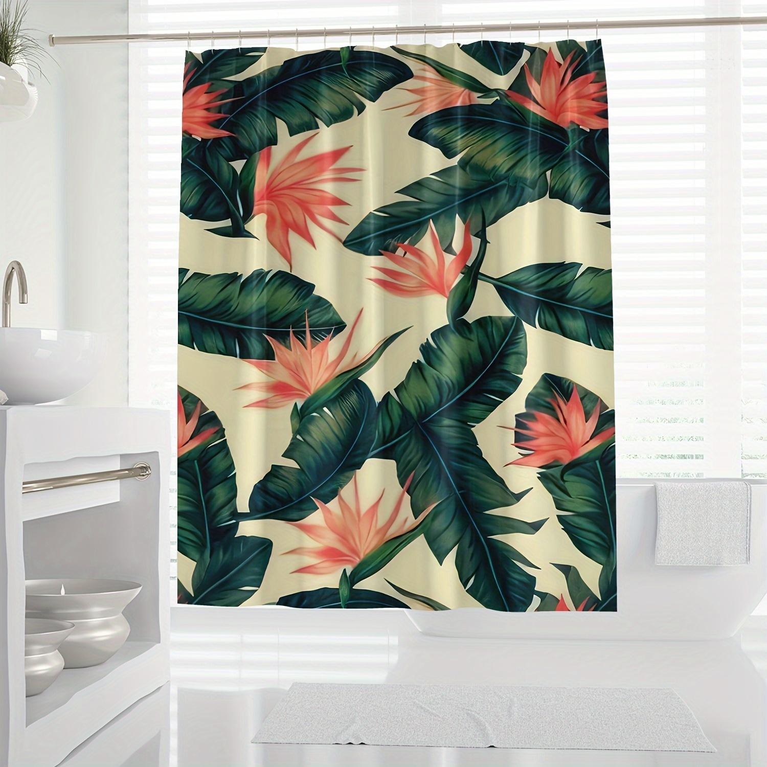 

1Pc Tropical Leaf Print Pattern Shower Curtain, Waterproof Shower Curtain With Hooks, Bathroom Partition, Bathroom Accessories, W60H190(CM)-1 Pcs