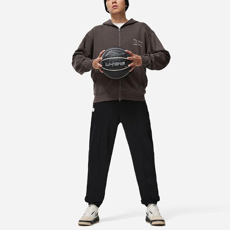 Li Ning Bad Five Letter Print Loose Fit Hoodie Unisex Hoodies Charcoal-Brown AWDT869-3