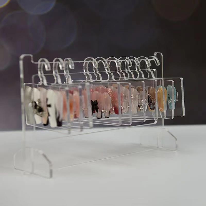 Ins Transparent Acrylic Hook Style Nail Art Display Rack Board Gel Color Works Sample Exhibition Tools