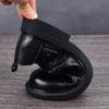 Leather First-Layer Cowhide Men'S Shoes Black Round Head Leather Shoes Men'S Breathable Trendy Shoes Personalized Business Blue Big Head Shoes