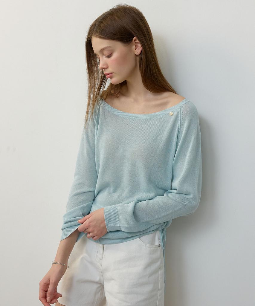 CITYBREEZE Linen Boat Neck Pullover Knit_2 Colors