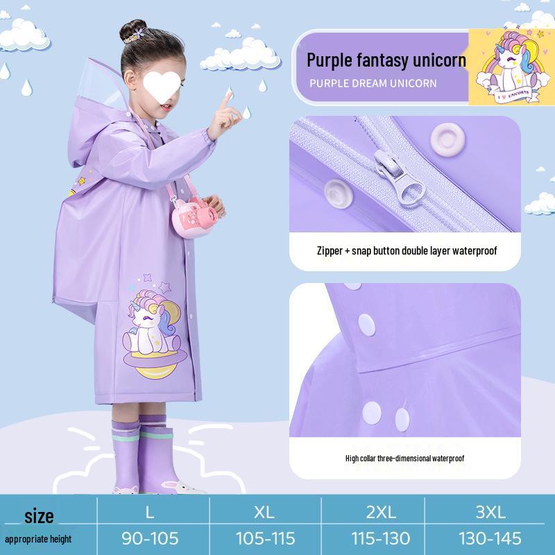 Kids' Raincoat with Schoolbag Space - Waterproof for Boys & Girls