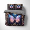 Blue Pink Monarch Butterfly Duvet Cover Dark Royalty Quilt Cover, Witchcore Blanket Cover Whimsigothic Bedding Set, Hippie Goth Bedspread