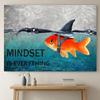 A Canvas Painting Featuring An Inspirational Shark and Goldfish, Perfect for Decorating Offices, Bedrooms, and Bathrooms