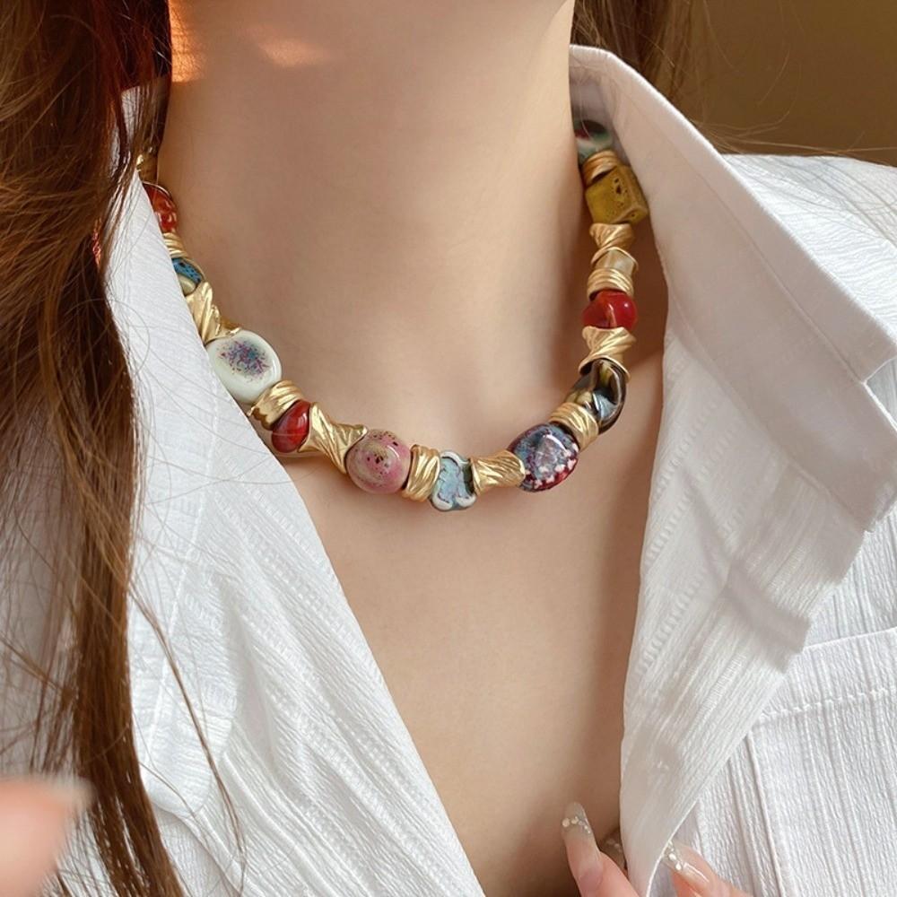 Jewelry Accessories Bohemian Collarbone Chain Geometric Irregular Flower Pendant Choker Vacation