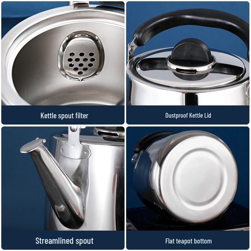 304 Stainless Steel Whistling Kettle for Gas & Induction, Large Capacity