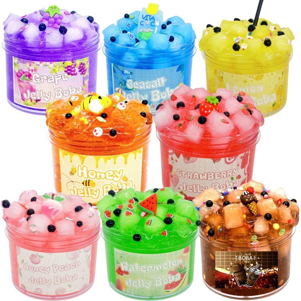 Soft 300ml/70ml Slime Kit Fruit Crunchy Stress Relief Crystal Slime Non-Sticky Glitter Clear Slime Party Favor Gifts