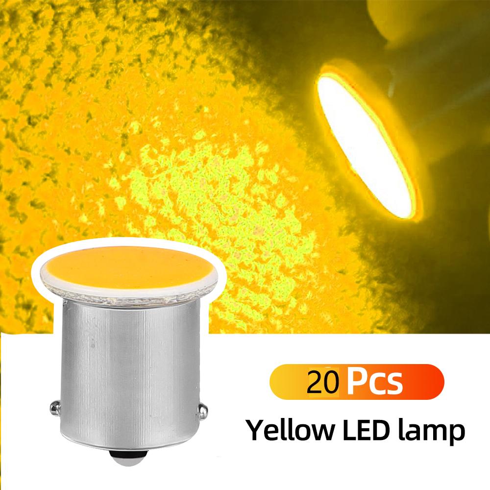 20pcs Super Bright S25 1156 Led COB 12SMD 1156 BA15S P21W Auto Car Signal Reverse Parking Led Lights 12V 24V Auto White Led