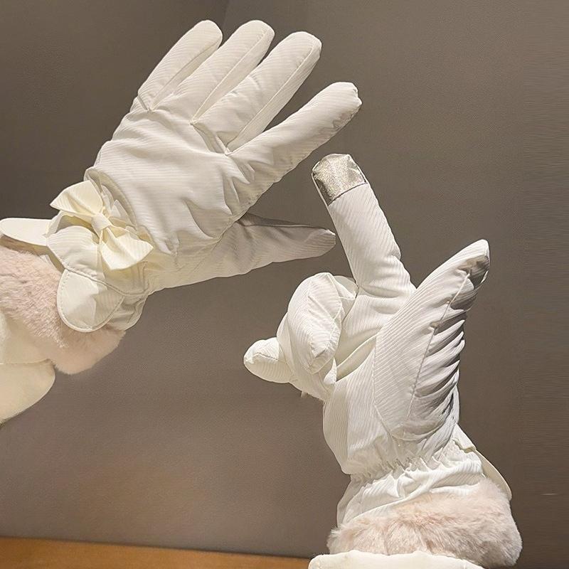 Damen Winter Radhandschuhe Niedlich Wasserdicht Touchscreen Plus Samt Verdickt Winddicht Winterwärme und Kälteschutz Elektrofahrzeug