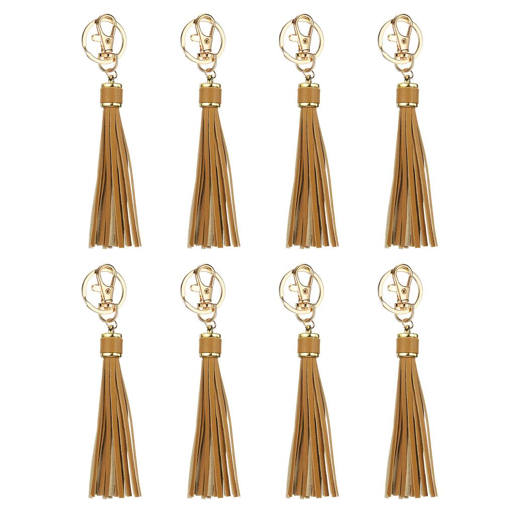 8pcs PU Leather Tassels PU Tassels with Key Rings Tassel Curtain Bag Tassel for Jewelry Making Phone Straps Handbag DIY Crafts
