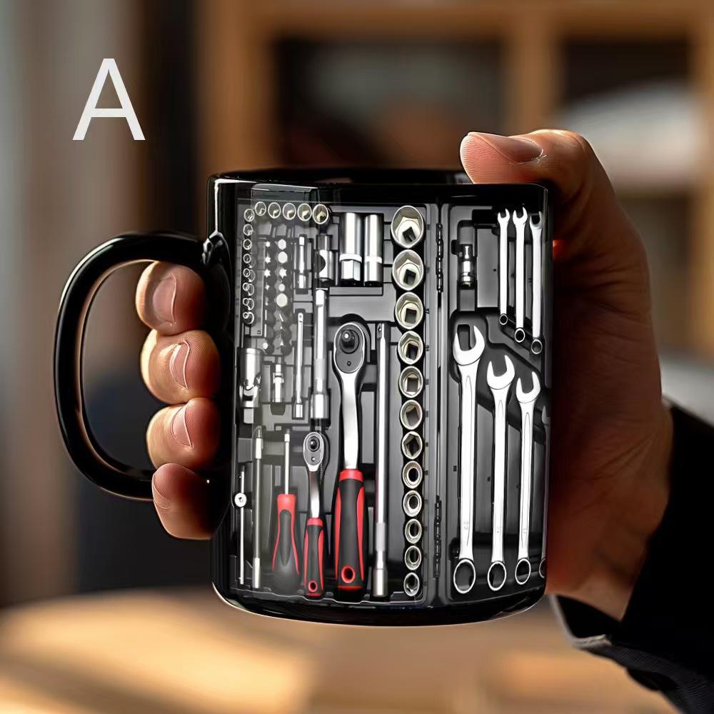 Black Tool Box Mug Men Creative Mug Mechanic Ceramic Mug Diagram Coffee Cup