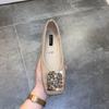 Fashion Flat Shoes for Women 2025 Spring and Autumn New Square Toe Patent Leather Rhinestone Ladies Shoes Women's Plus Size 42 43 44
