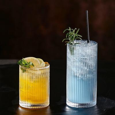 250ml or 360ml Transparent Vertical Pattern-shaped Glass Cups Look Great for Daily Drinking Drinking During Festival Gatherings