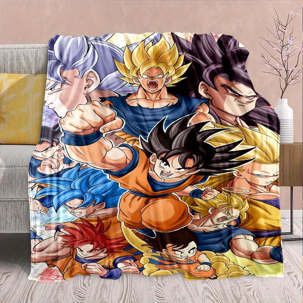 Dragon Ball Anime Flannel Blanket - Soft Warm Perfect for Sofa, Bedding Camping Travel Office Home Decor -QJY