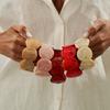 Hand-polished Marbled Stretch Bracelet Translucent Irregular Geometric Cuff  Resort Wear Accessory