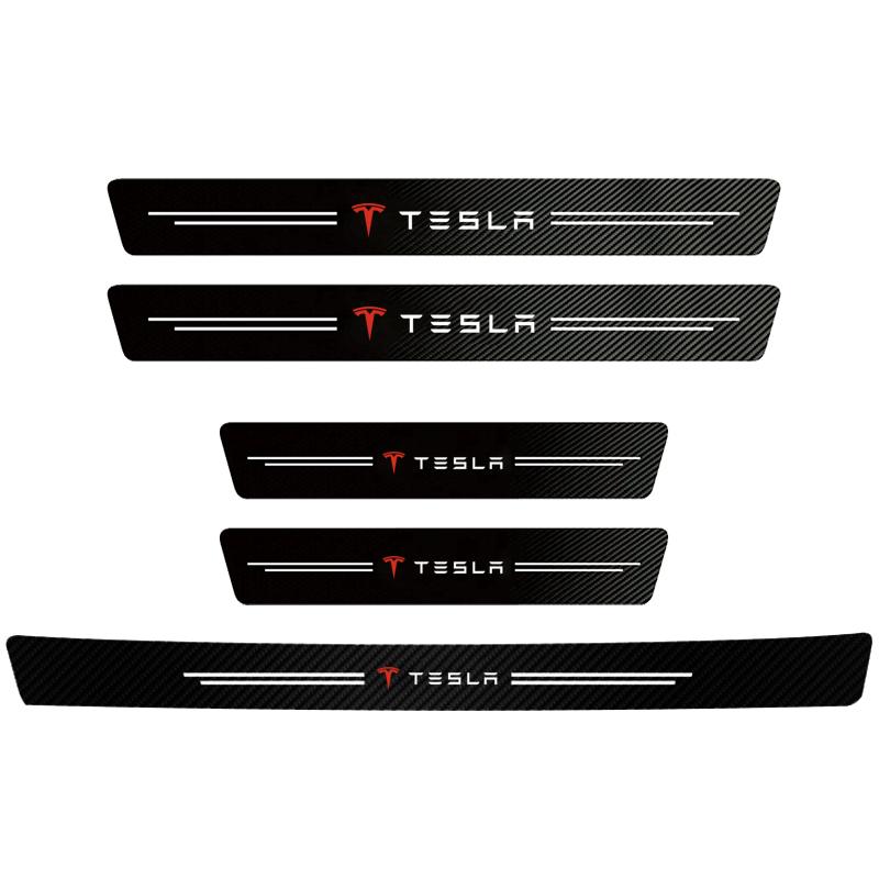 High-quality Carbon Fiber Car Door Sill Protector Sticker For Tesla Model 3 Model Y Model S Model X Cybertruck Juguete Roadster